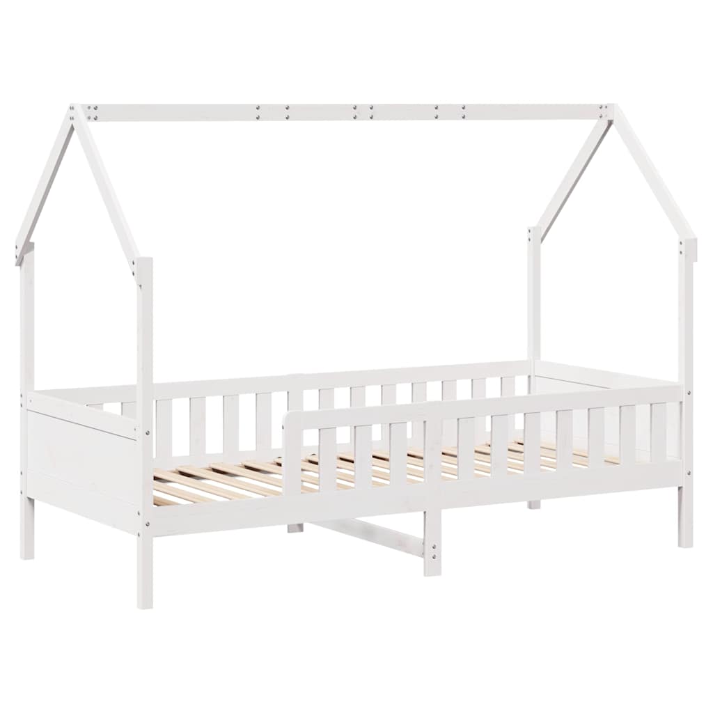 Cama infantil formato casa 80x200 cm pinho maciço branco