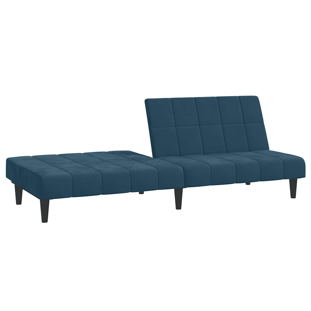 Sofá-cama de 2 lugares veludo azul