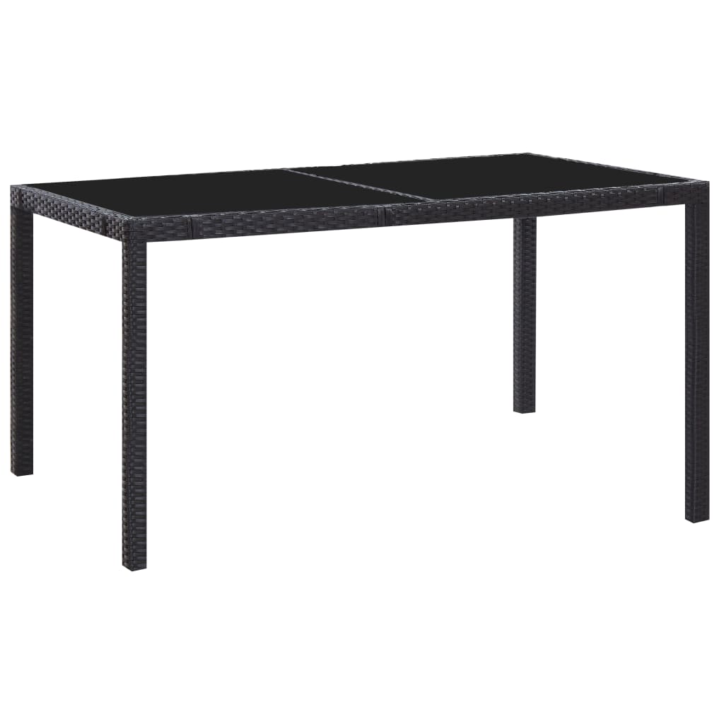 7 Pcs conjunto de jantar para exterior vime PE preto