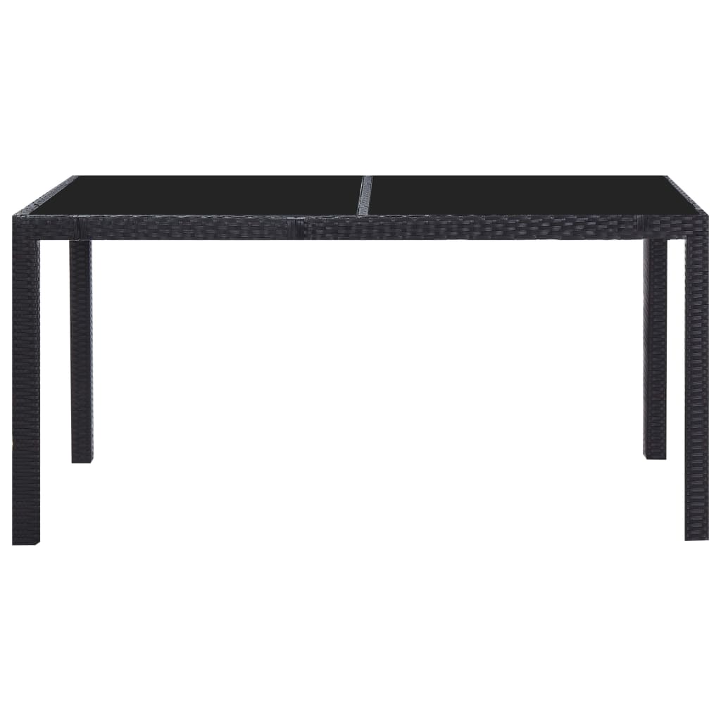 7 Pcs conjunto de jantar para exterior vime PE preto
