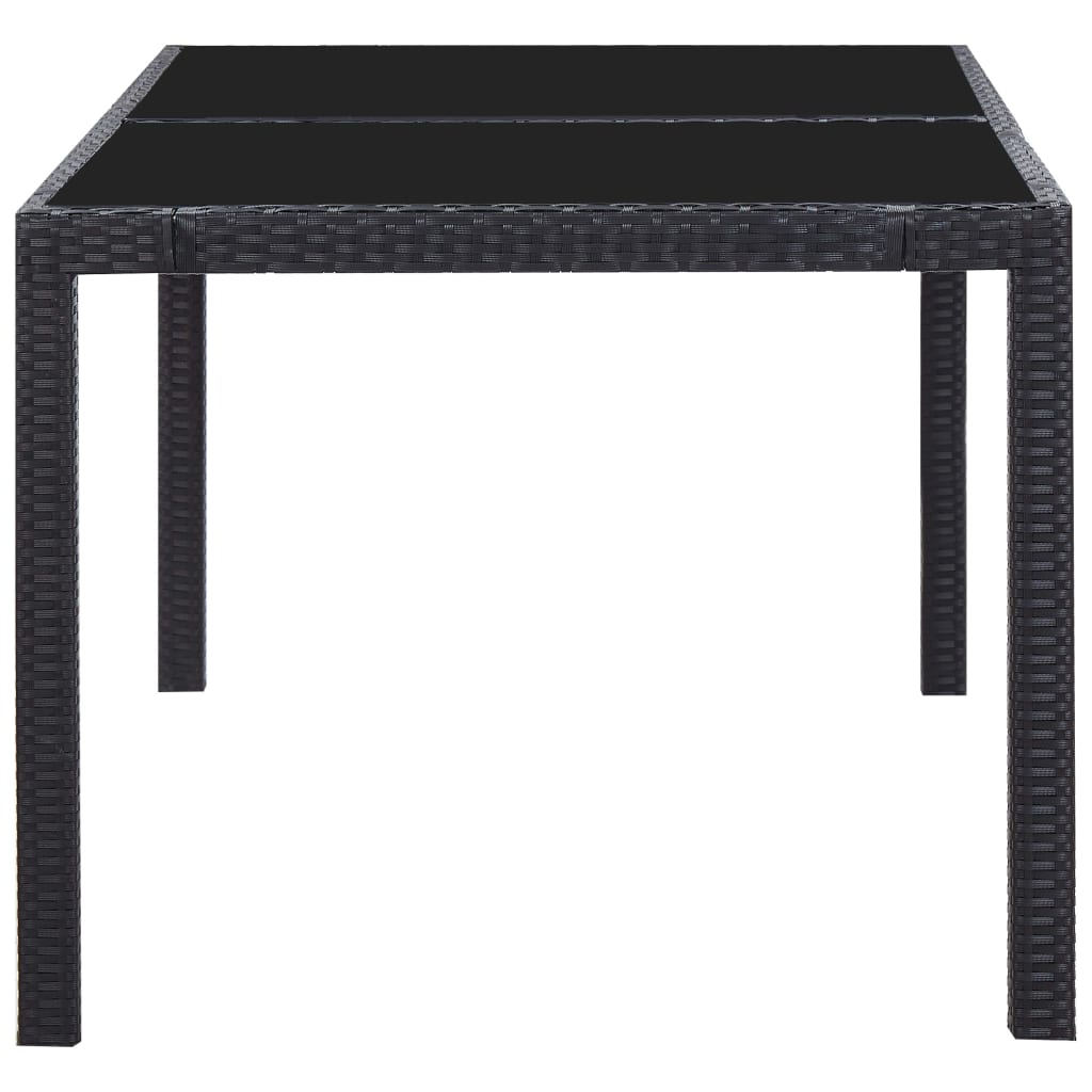 7 Pcs conjunto de jantar para exterior vime PE preto