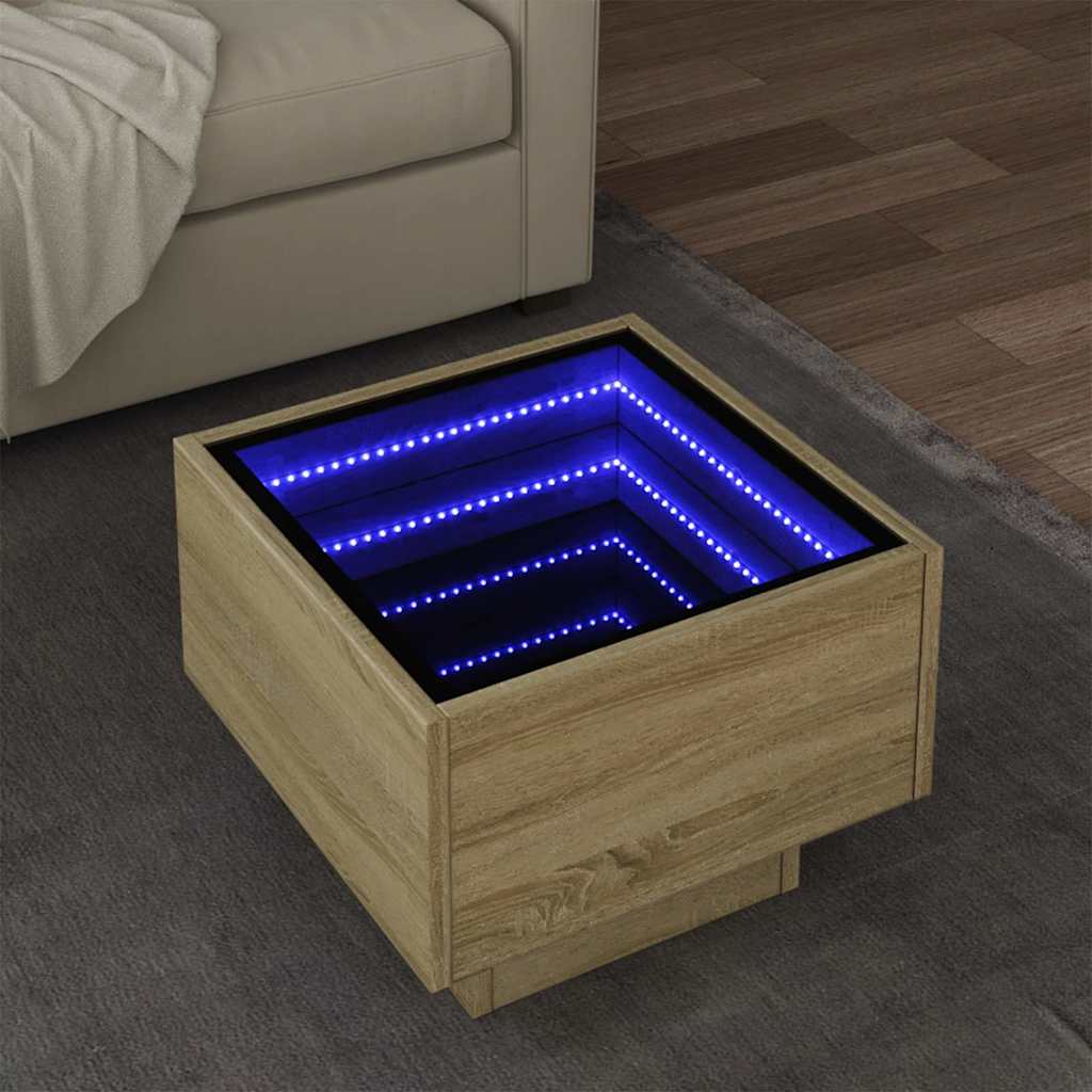 Mesa de apoio c/ leds 40x40x30 cm derivados de madeira
