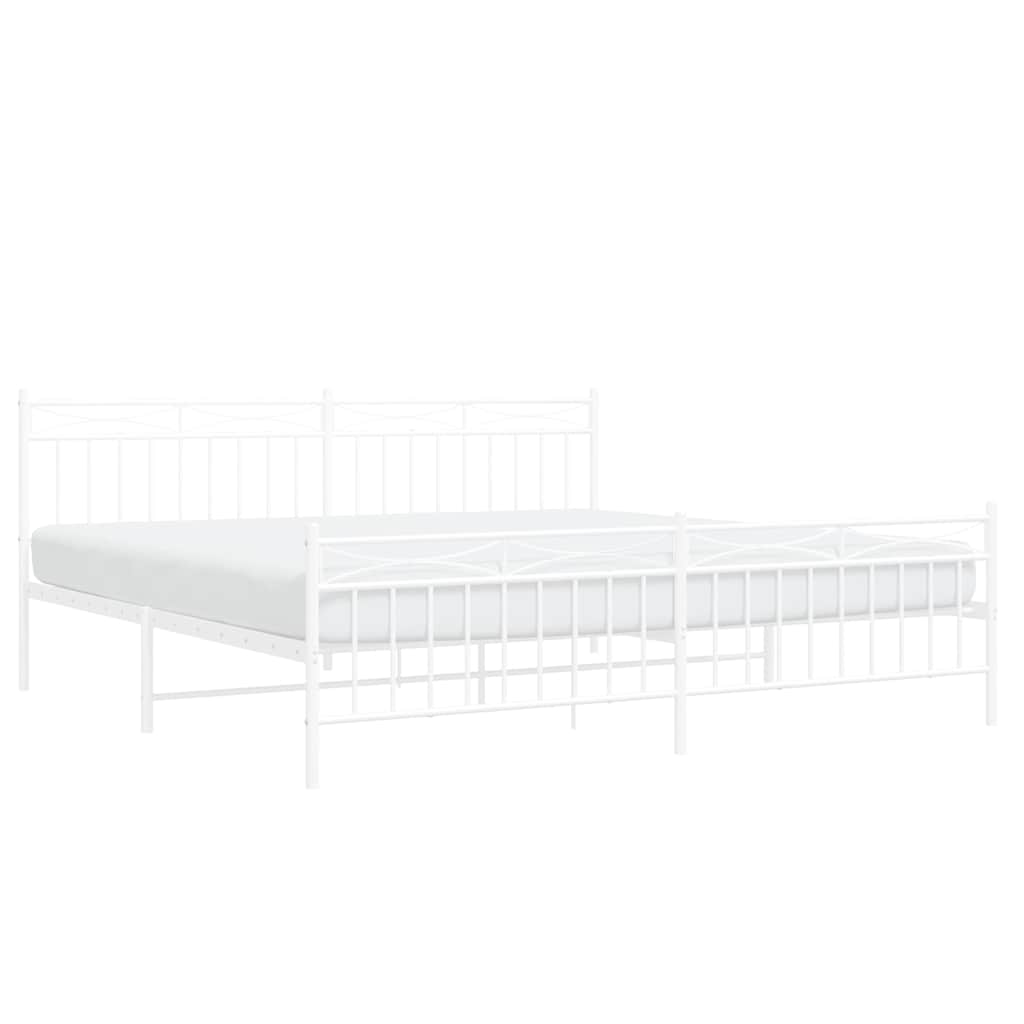 Estrutura de cama com cabeceira e pés 193x203 cm metal branco