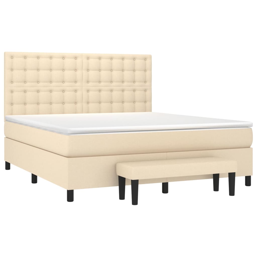 Cama com molas/colchão 180x200 cm tecido cor creme