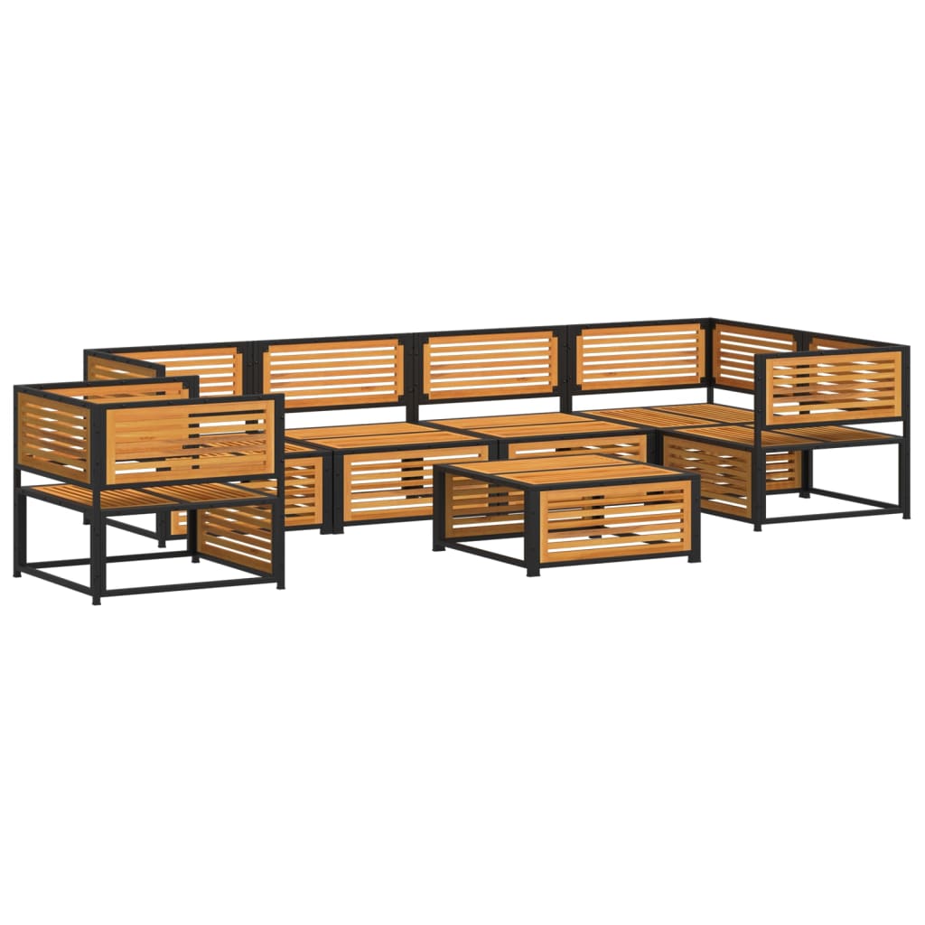 7 Pcs conjunto sofás jardim c/almofadões madeira maciça acácia