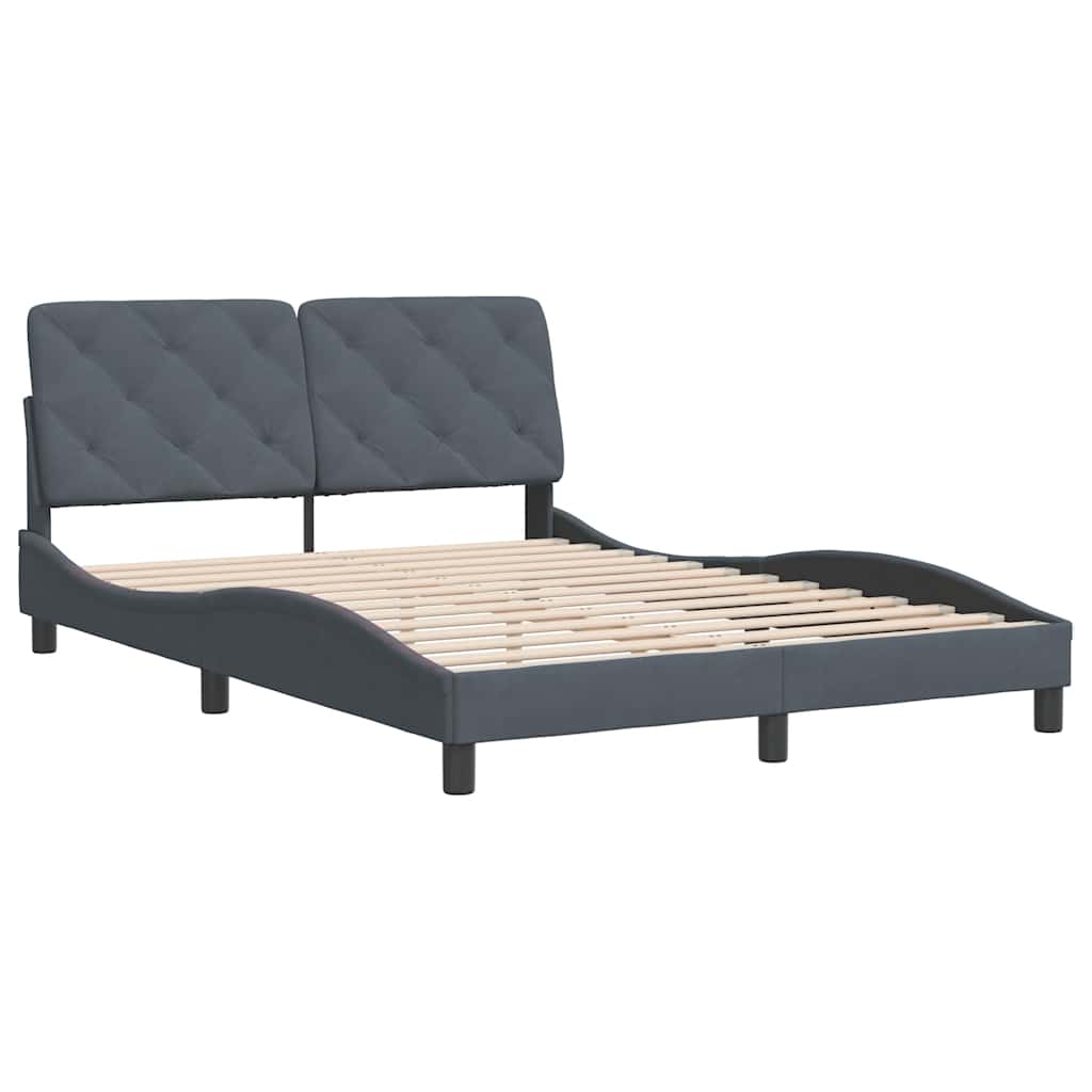 Estrutura de cama sem colchão 140x190 cm veludo cinzento-escuro