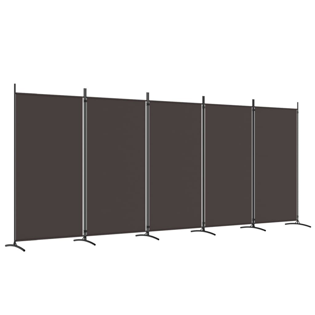 Divisória de quarto com 5 painéis 433x180 cm tecido castanho