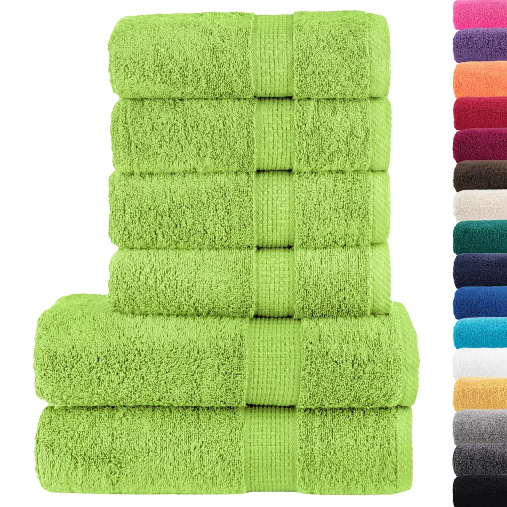 6Pcs conjunto toalhas banho premium solund 600 gsm verde maça