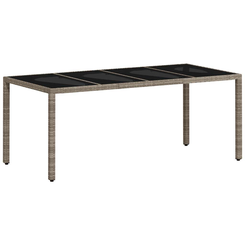 7Pcs conj. jantar jardim + almofadões vime PE/vidro cinza claro