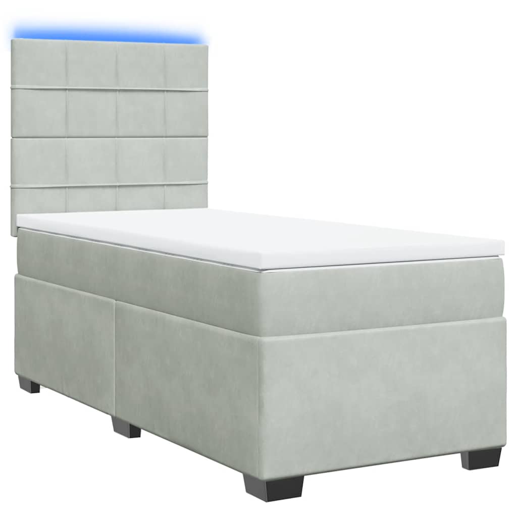 Cama com molas/colchão 80x200 cm veludo cinza-claro