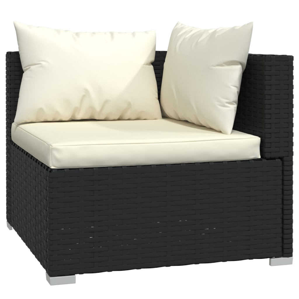 6 Pcs conjunto lounge de jardim c/ almofadões vime PE preto