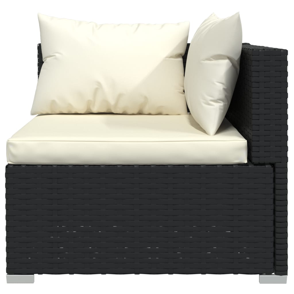 6 Pcs conjunto lounge de jardim c/ almofadões vime PE preto