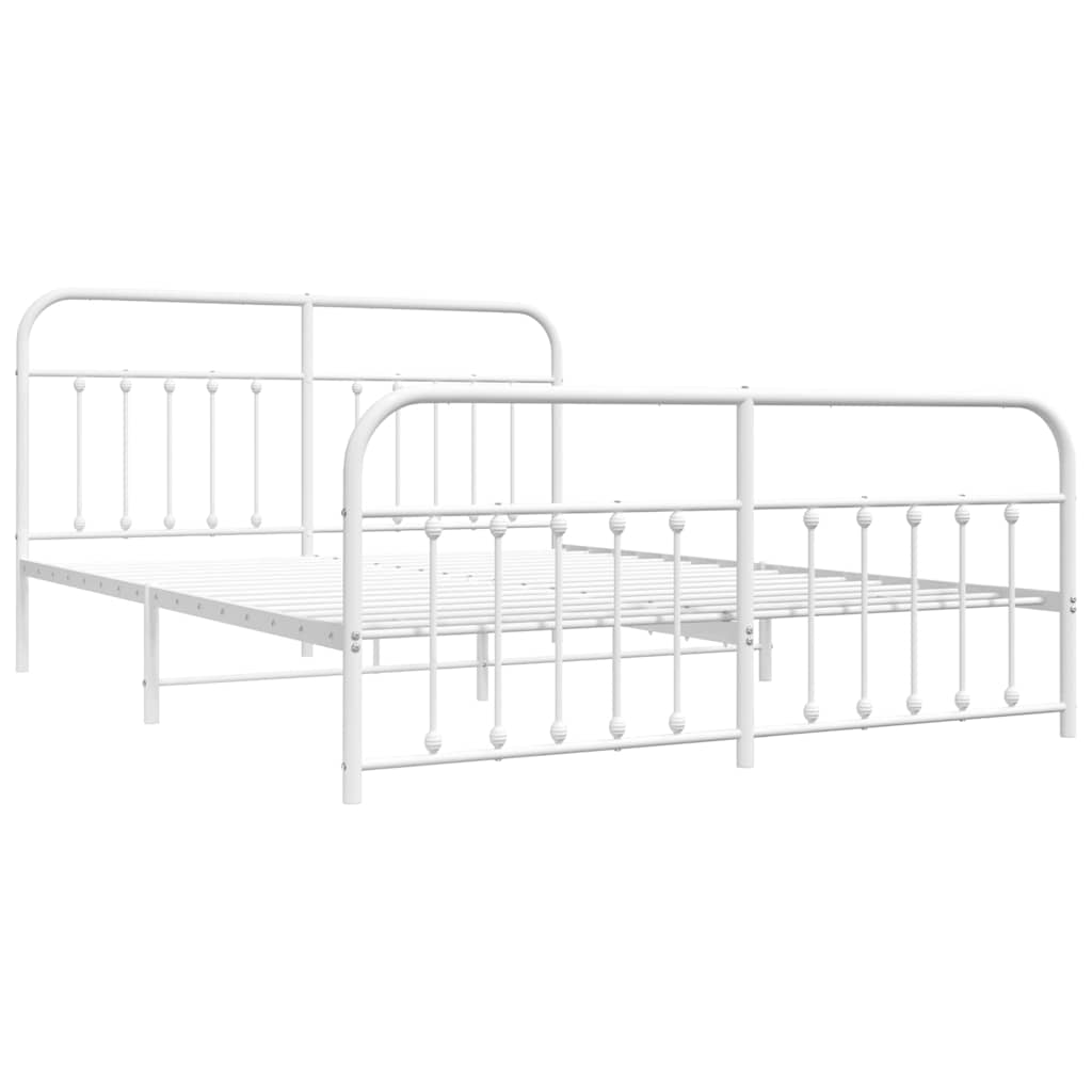 Estrutura de cama com cabeceira e pés 183x213 cm metal branco