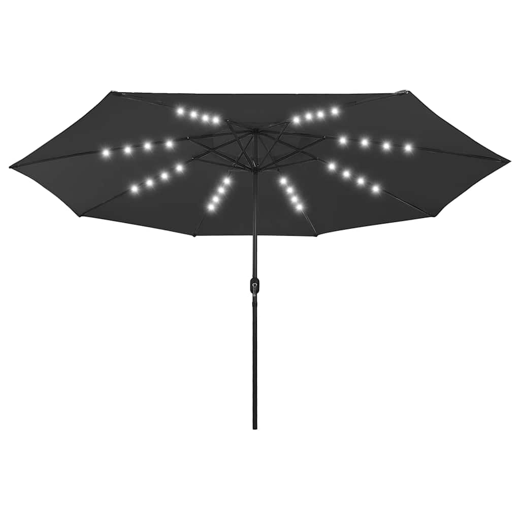 Guarda-sol de jardim com luzes LED 400 cm preto