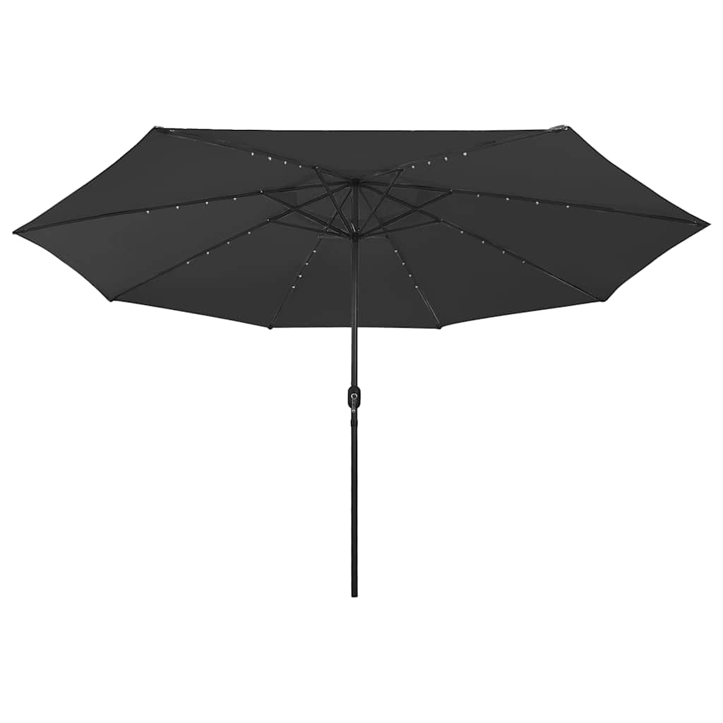 Guarda-sol de jardim com luzes LED 400 cm preto