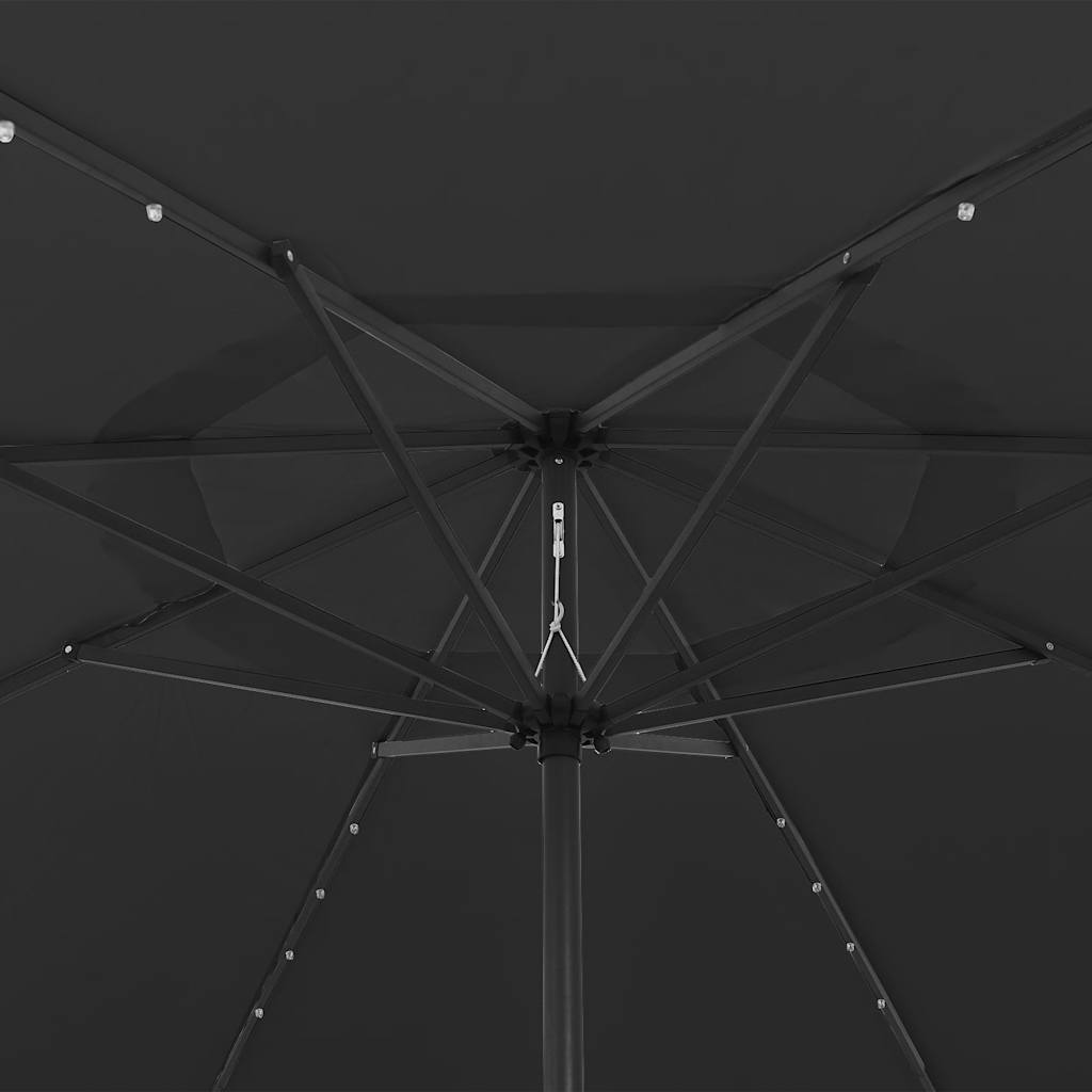 Guarda-sol de jardim com luzes LED 400 cm preto