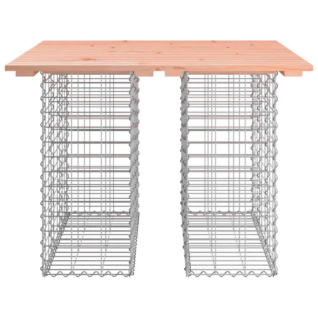 Mesa de jardim com design de gabião 100x102x72 cm, madeira maciça douglas