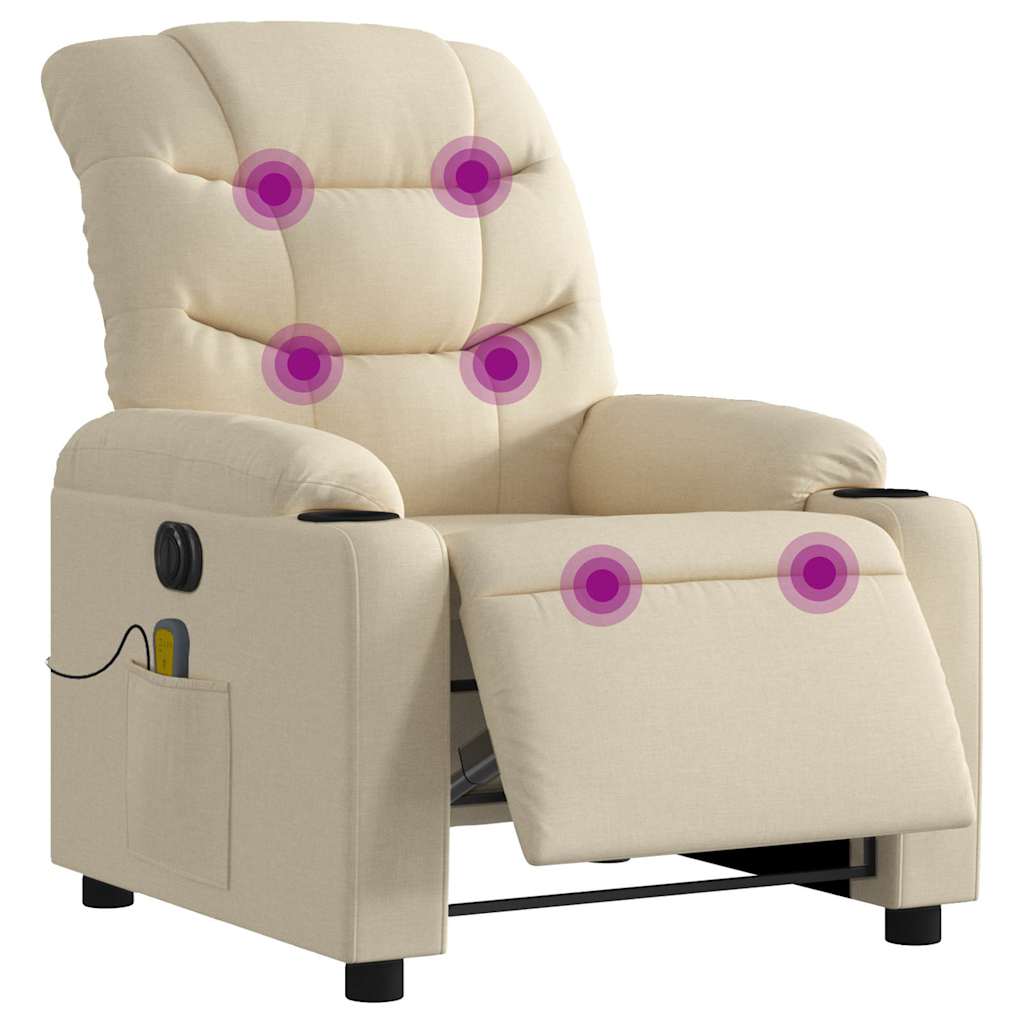Poltrona de massagens reclinável elétrica tecido creme