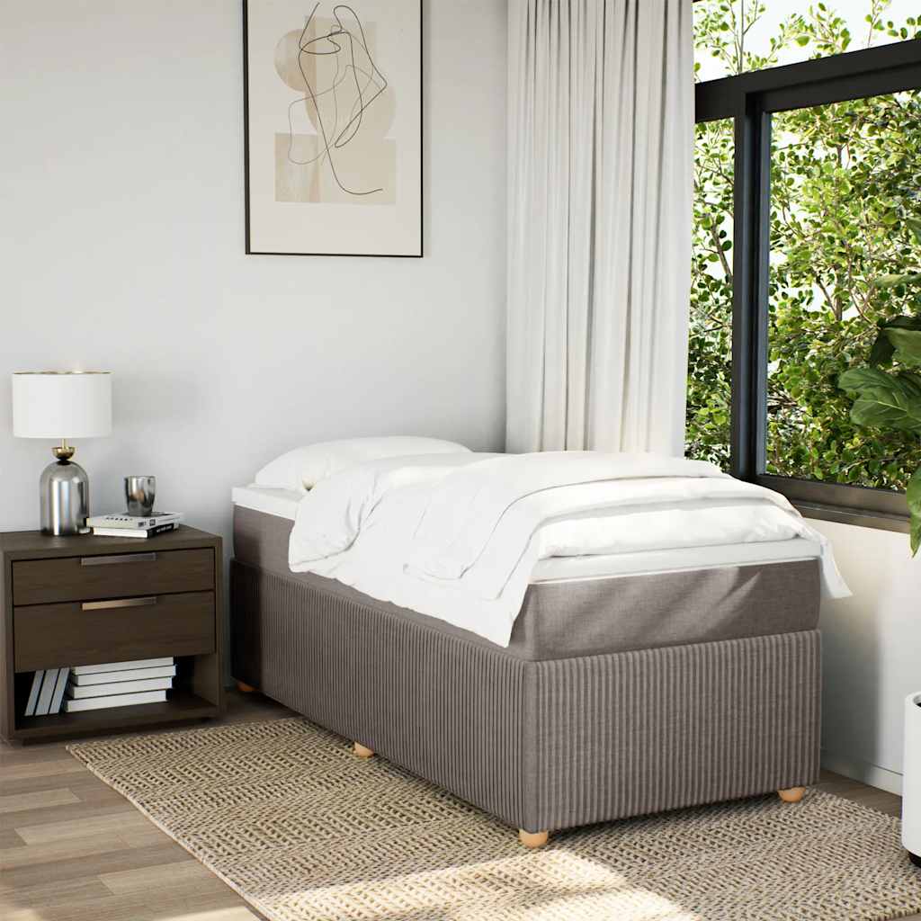 Cama com molas/colchão 90x190 cm tecido castanho-acinzentado
