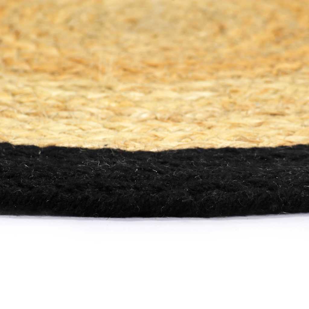 Individuais de mesa 6 pcs juta e algodão 38 cm natural e preto