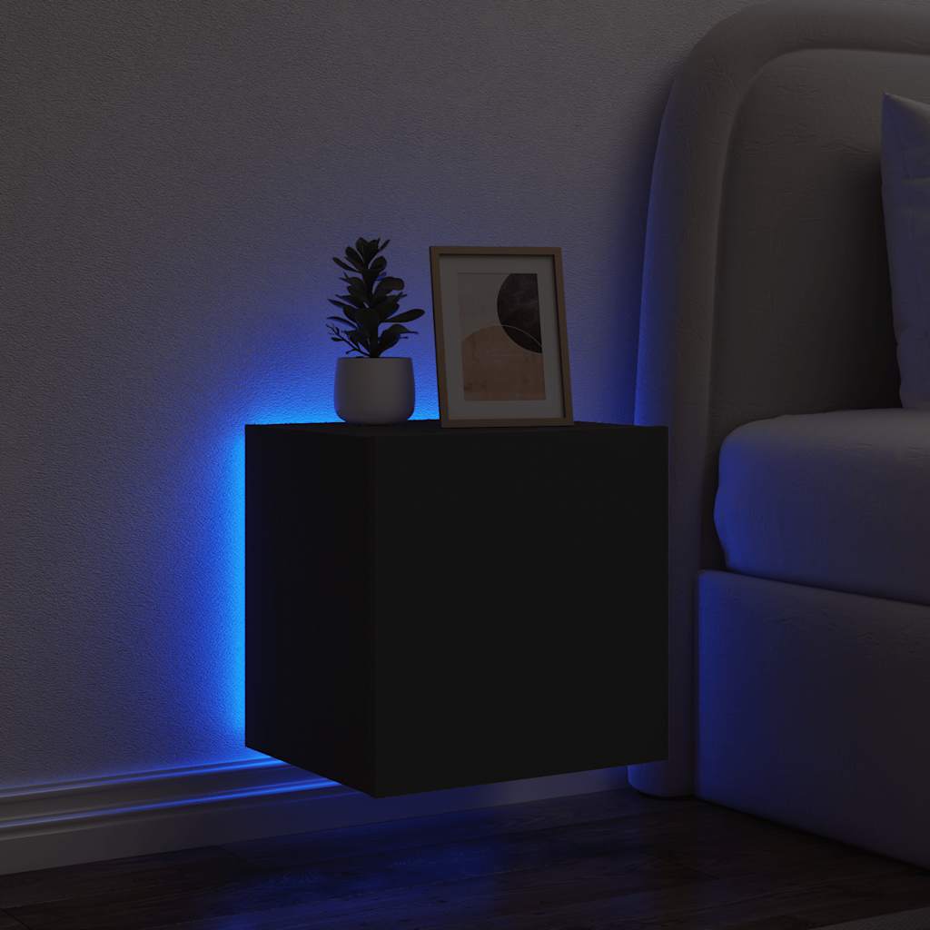 Móvel de parede para TV com luzes LED 40,5x35x40 cm preto
