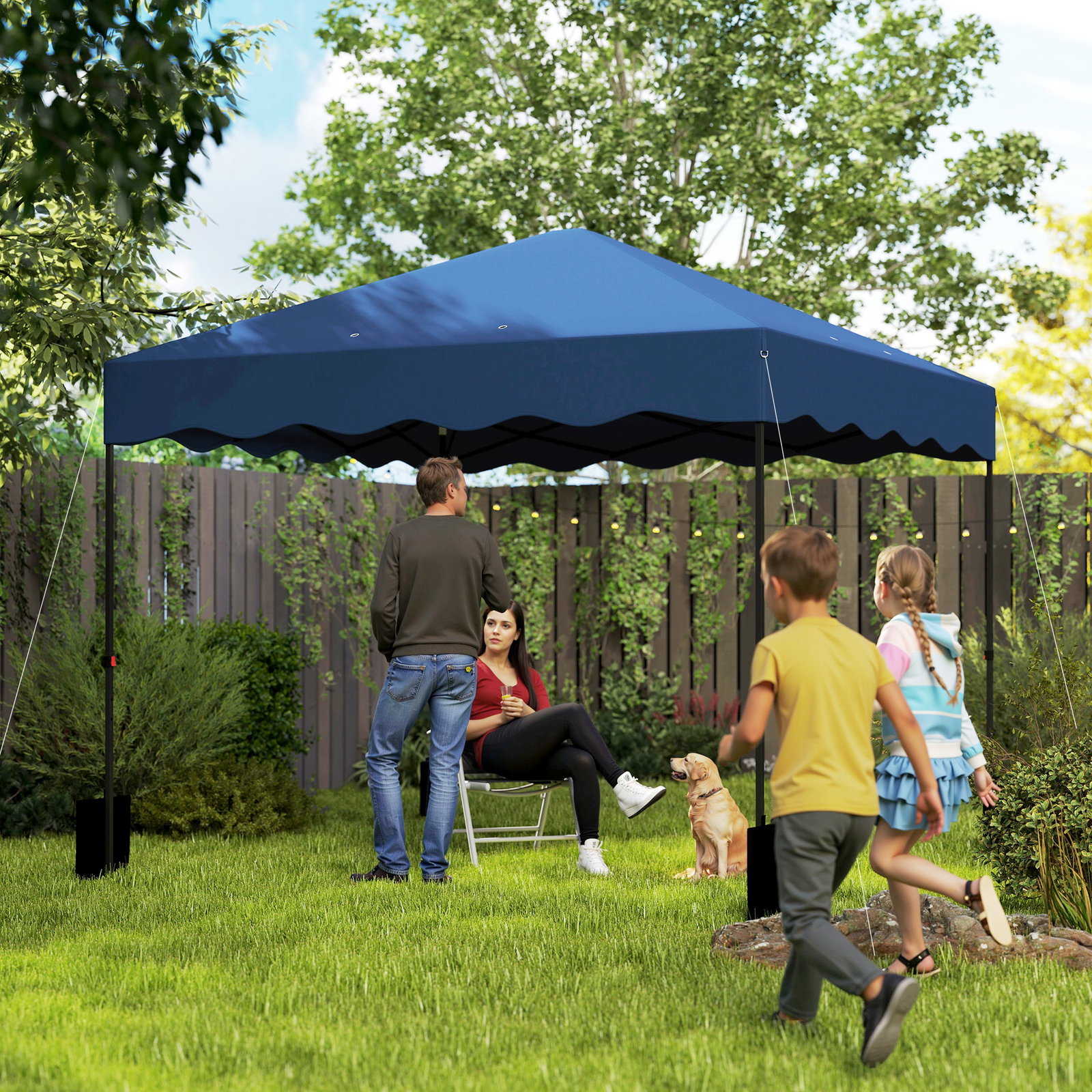 Tenda dobrável pop up tenda 3x3 m tenda para eventos com proteção uv50+ altura ajustável e bolsa de transporte azul