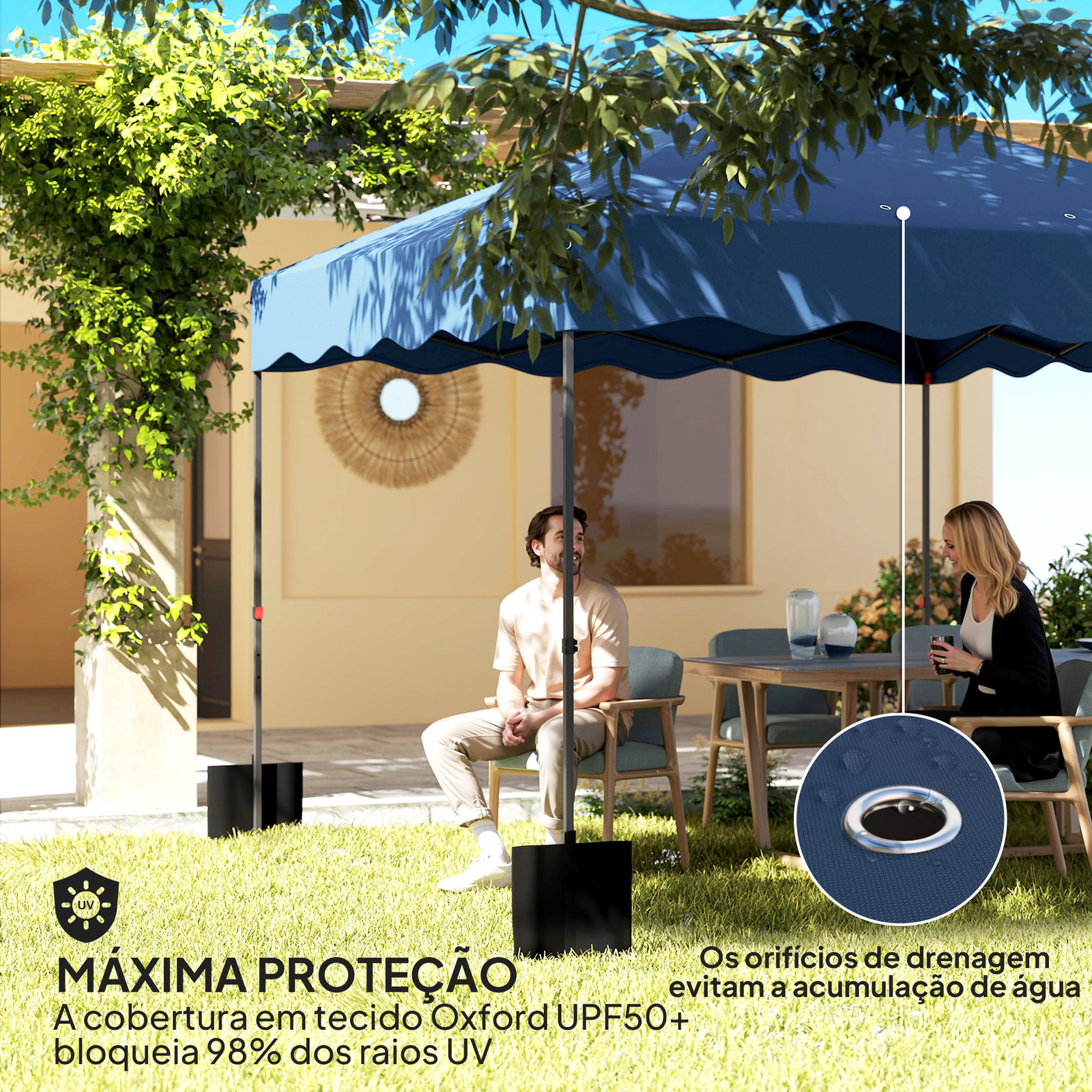 Tenda dobrável pop up tenda 3x3 m tenda para eventos com proteção uv50+ altura ajustável e bolsa de transporte azul