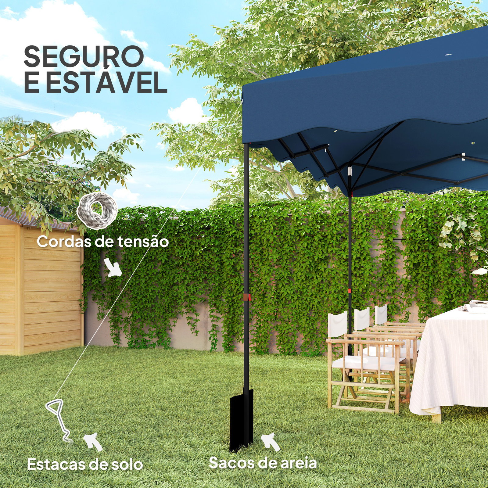 Tenda dobrável pop up tenda 3x3 m tenda para eventos com proteção uv50+ altura ajustável e bolsa de transporte azul