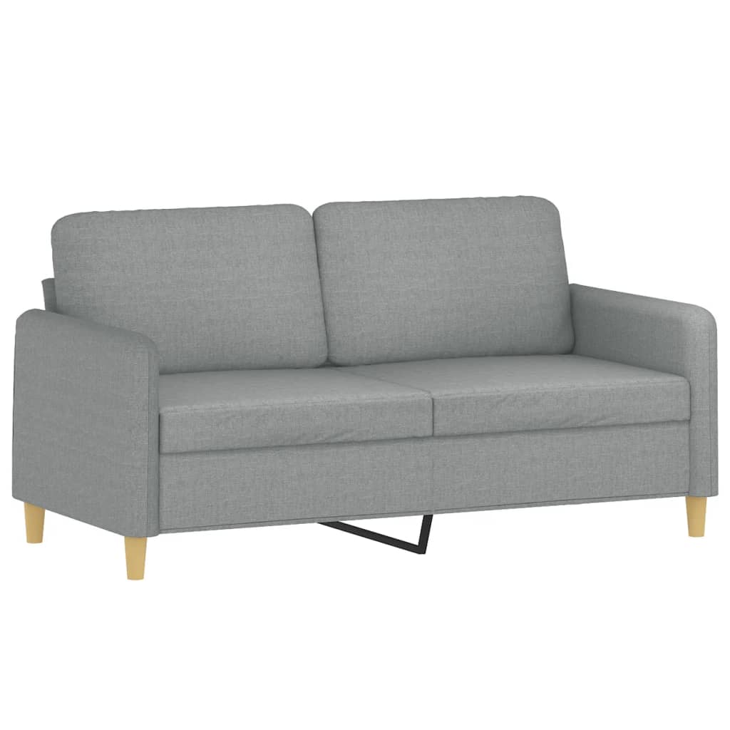 3 Pcs conjunto de sofás com almofadas tecido cinzento-claro
