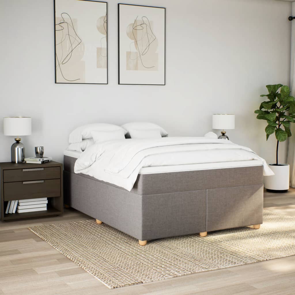 Cama com molas/colchão 140x190 cm tecido castanho-acinzentado