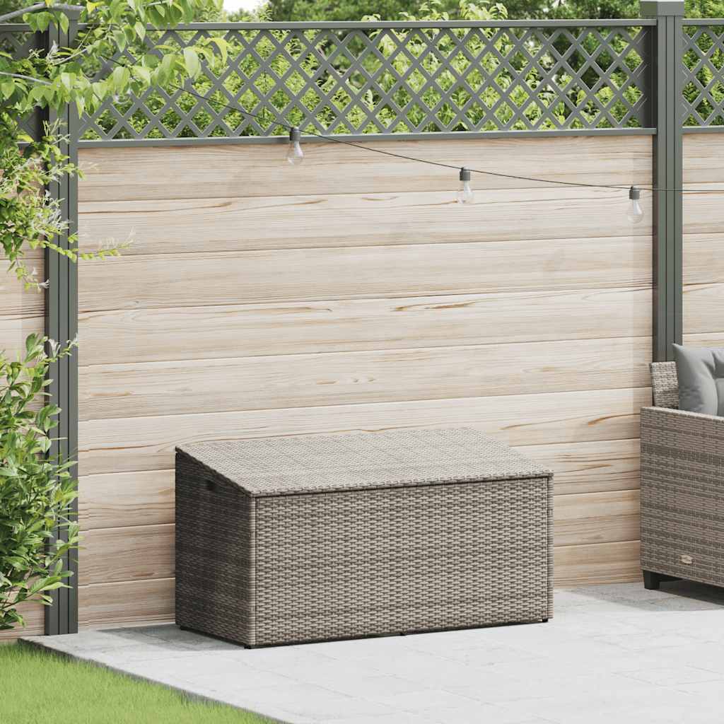 Caixa de armazenamento para jardim cinza 110x50x58 cm vime sintético