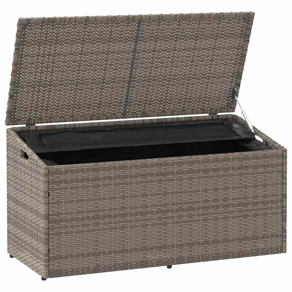 Caixa de armazenamento para jardim cinza 110x50x58 cm vime sintético