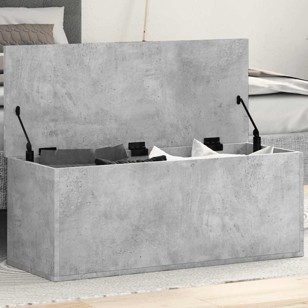 Caixa de arrumação 90x35x35 cm derivados madeira cinza cimento