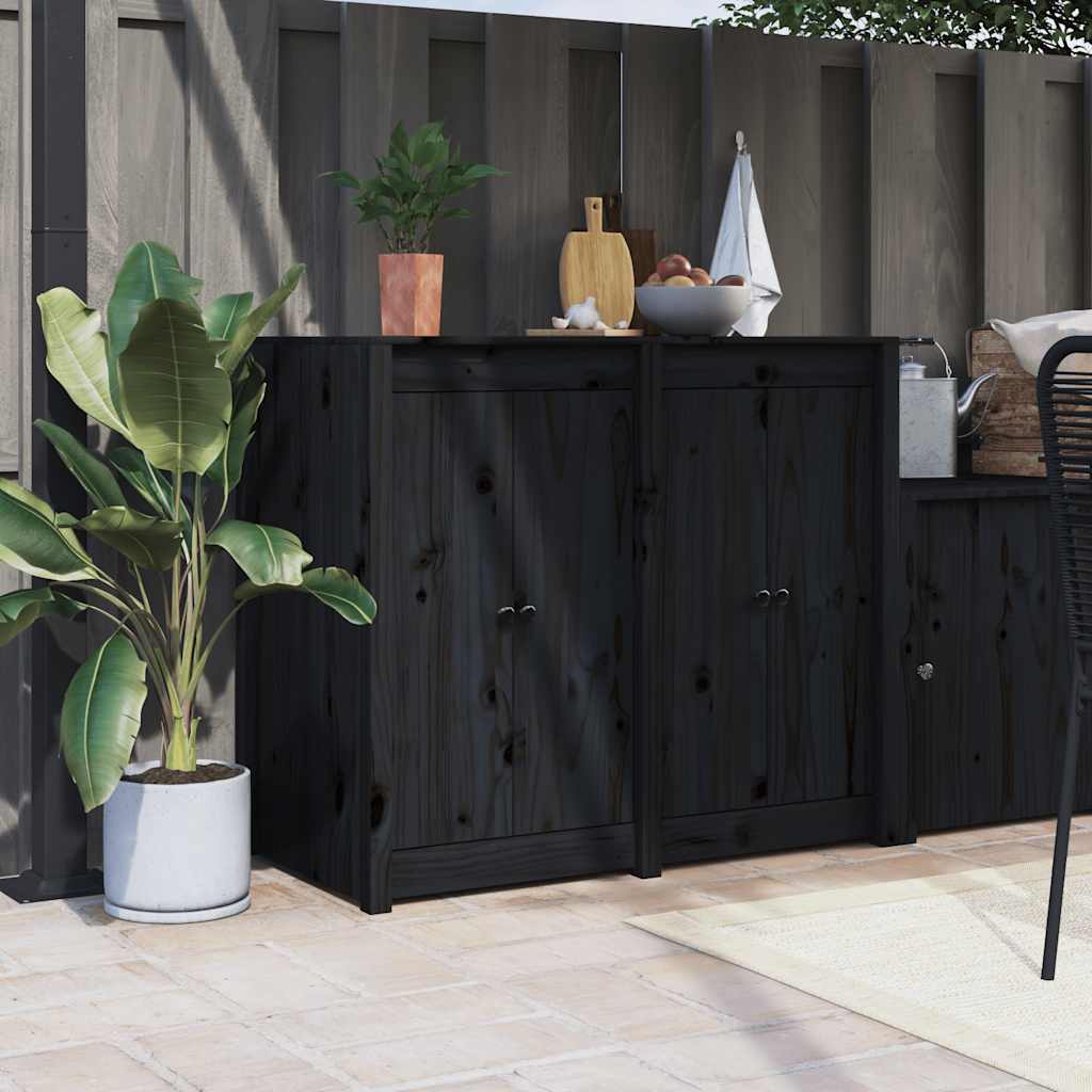 Portas cozinha p/ exterior meppel 2 pcs 50x9x82 cm pinho maciço preto