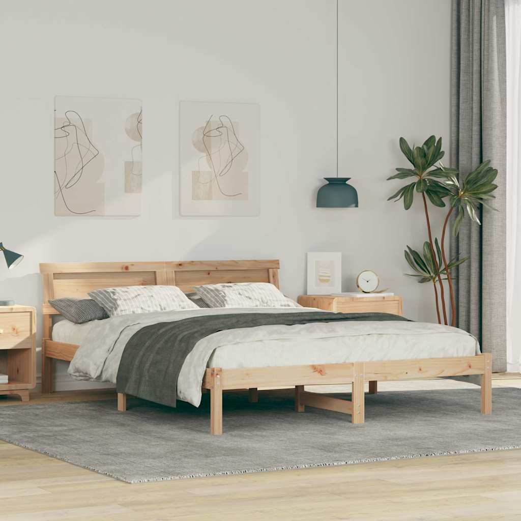 Estrutura da cama com cabeceira castanho 140 x 200 cm