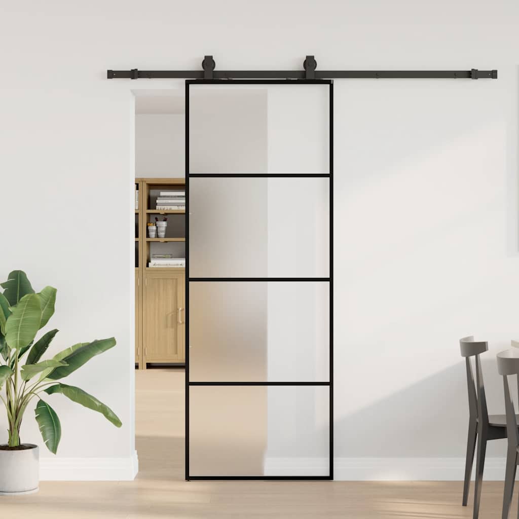 Porta deslizante c/ conj. ferragens 76x205cm vidro esg preto