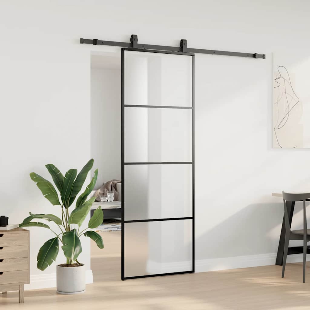 Porta deslizante c/ conj. ferragens 76x205cm vidro esg preto