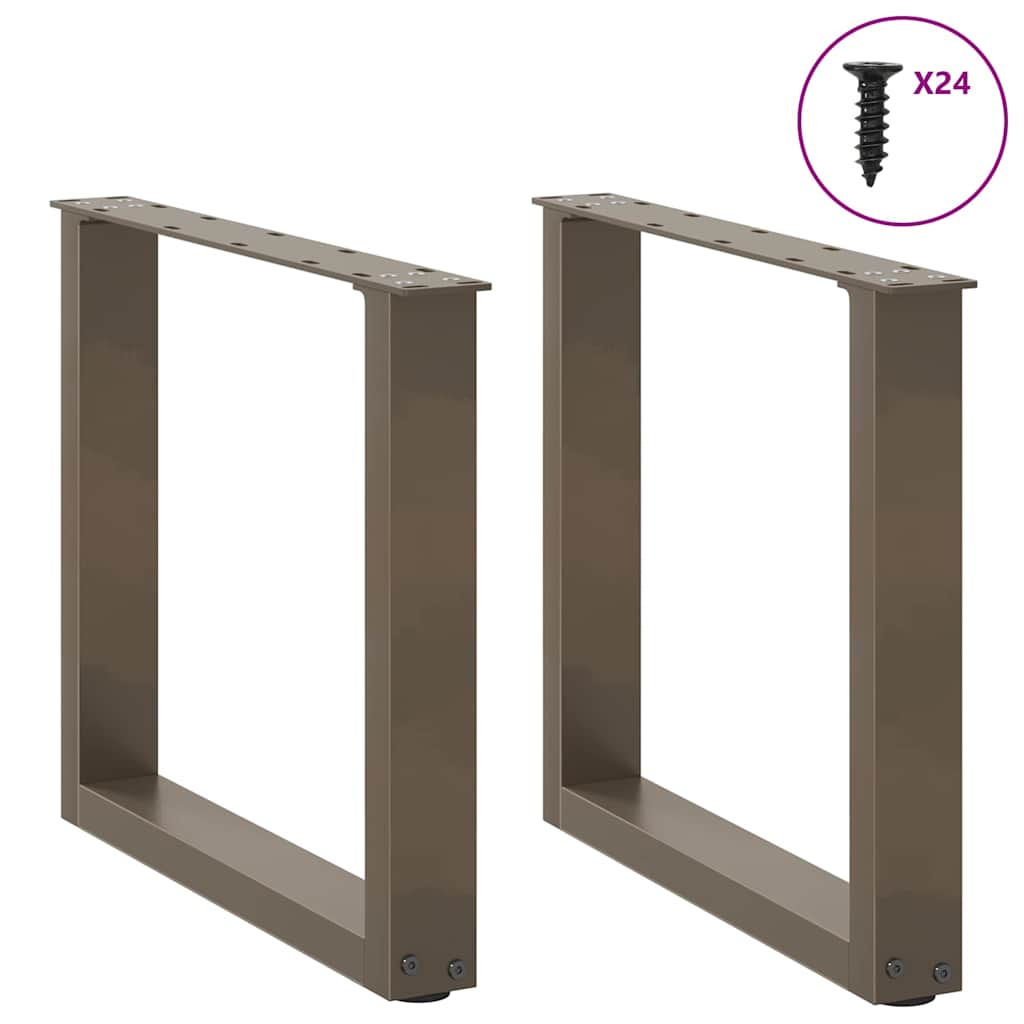 Pés para mesa de centro em formato de u, 2 peças, aço natural, 50x(42-43) cm, aço