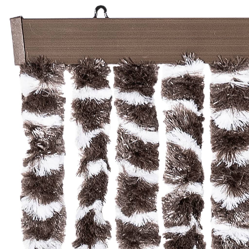 Cortina anti-insetos 100x230 cm chenille castanho e branco