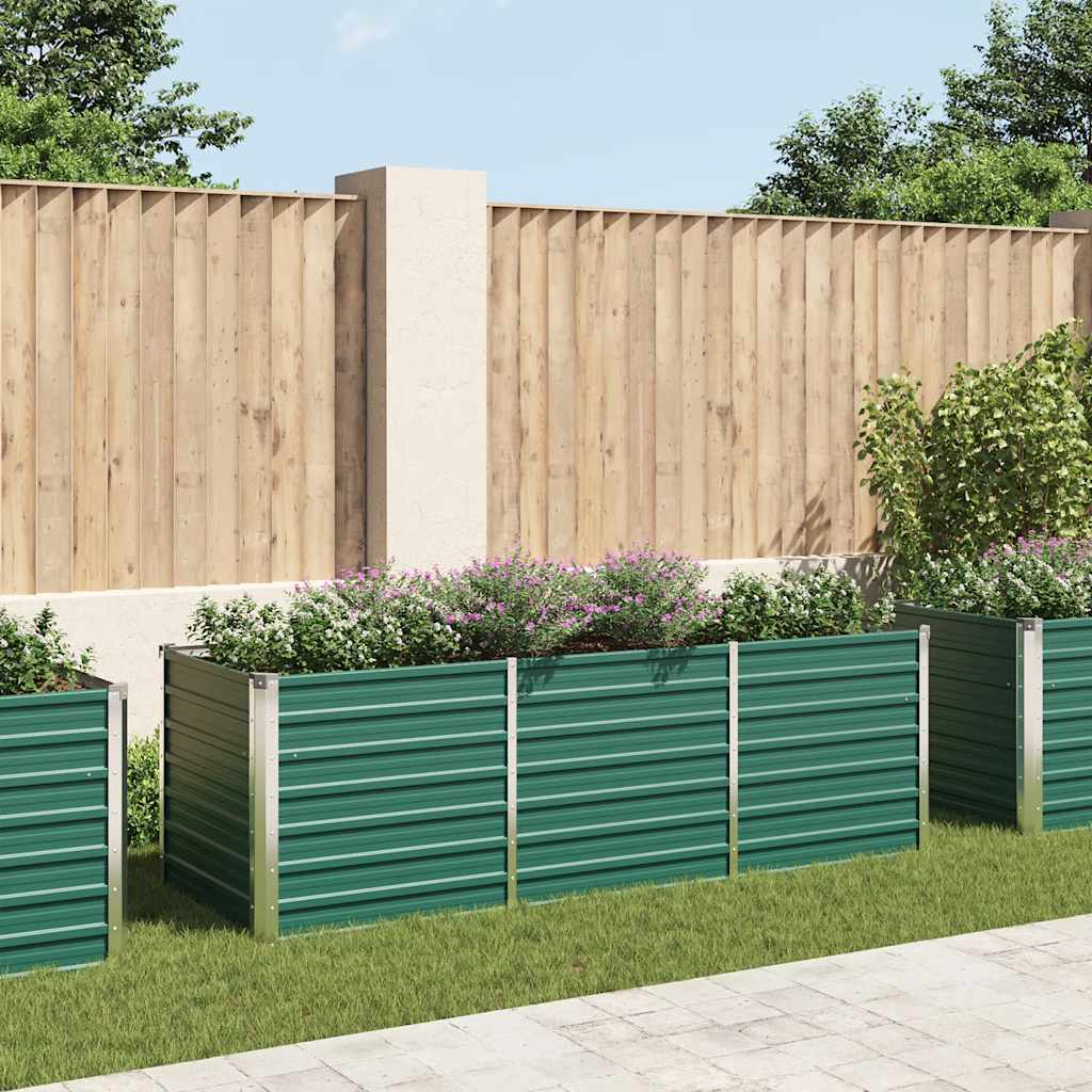 Canteiro elevado de jardim aço galvanizado 240x80x77 cm verde