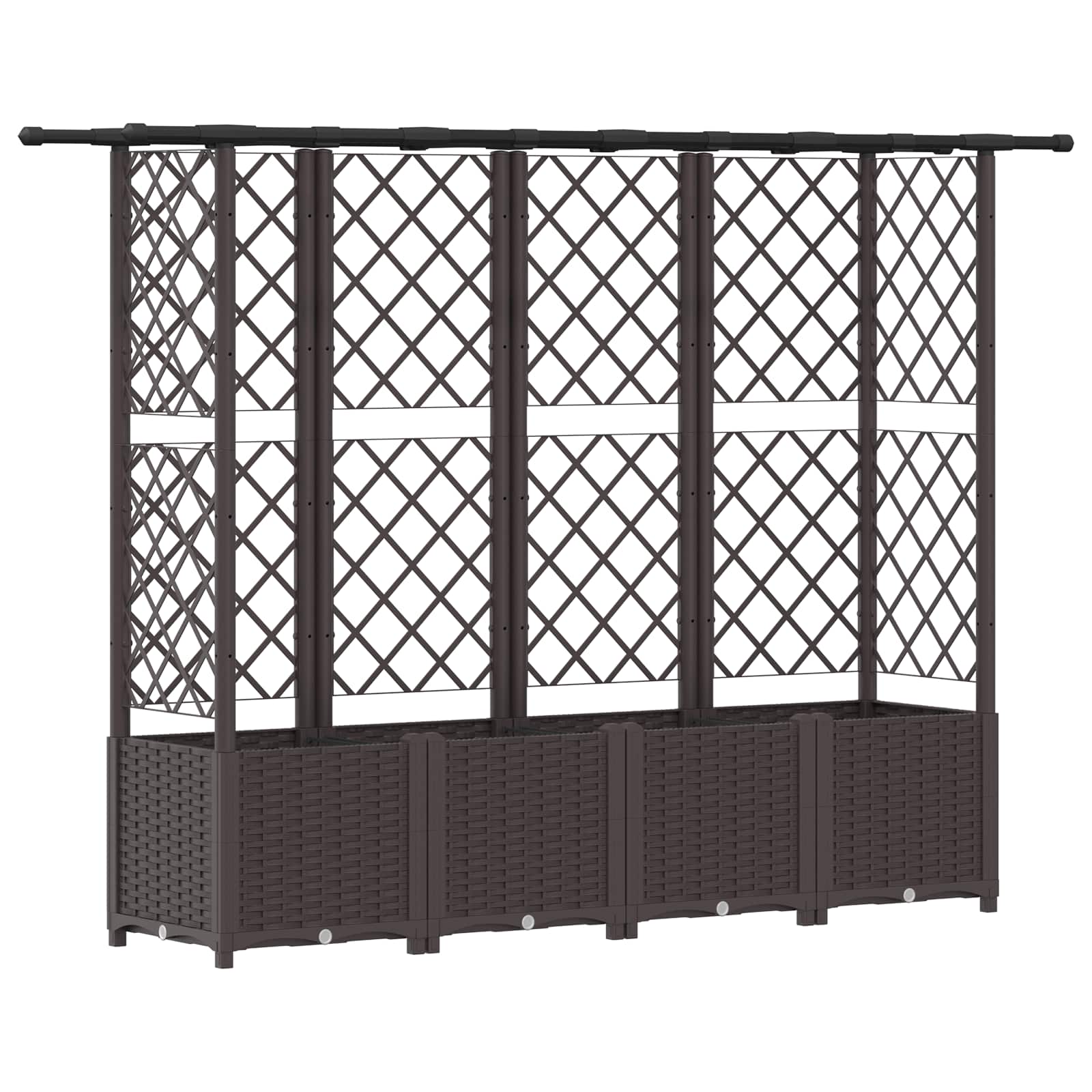 Cama elevada com treliça e telhado castanho 202 x 40 x 136 cm