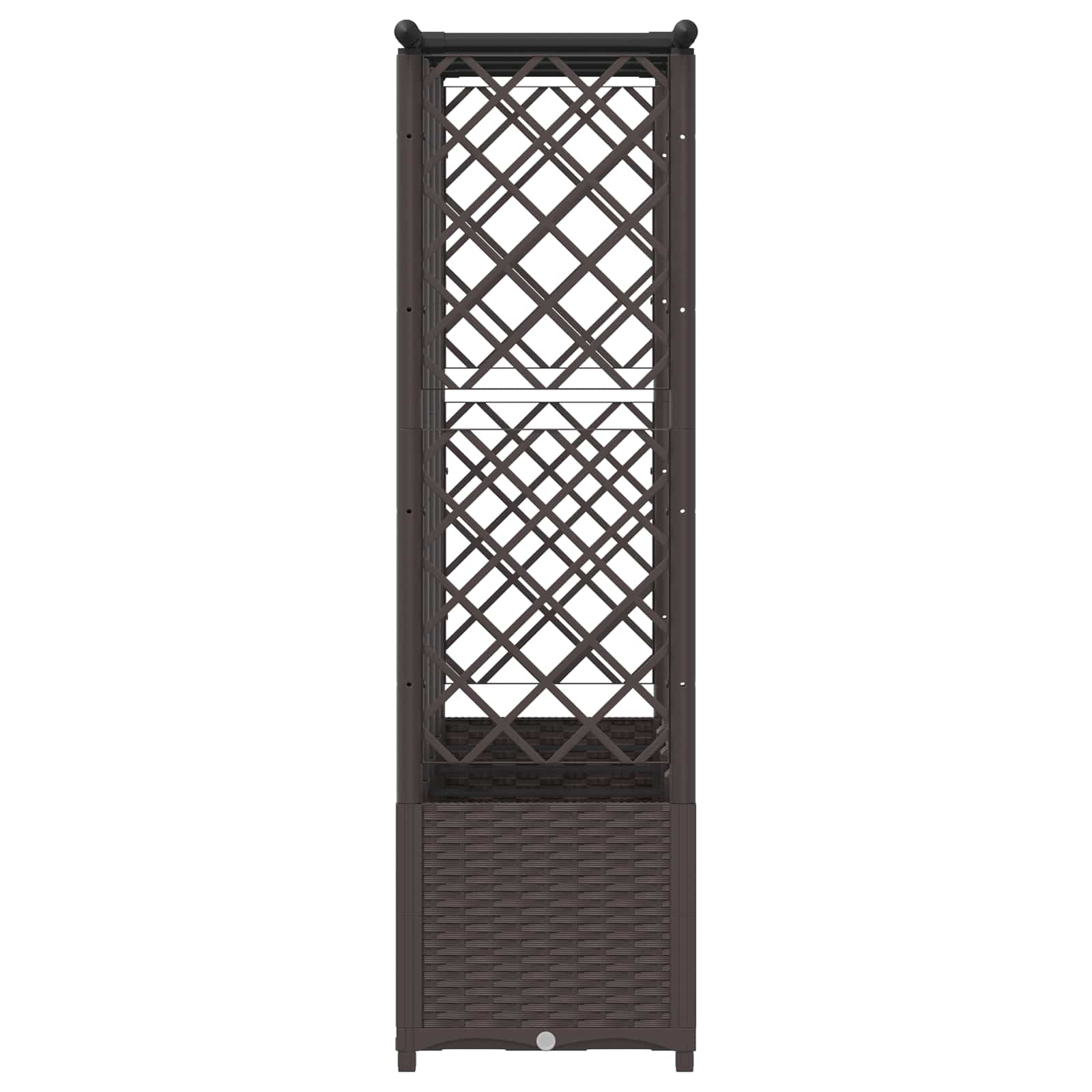 Cama elevada com treliça e telhado castanho 202 x 40 x 136 cm