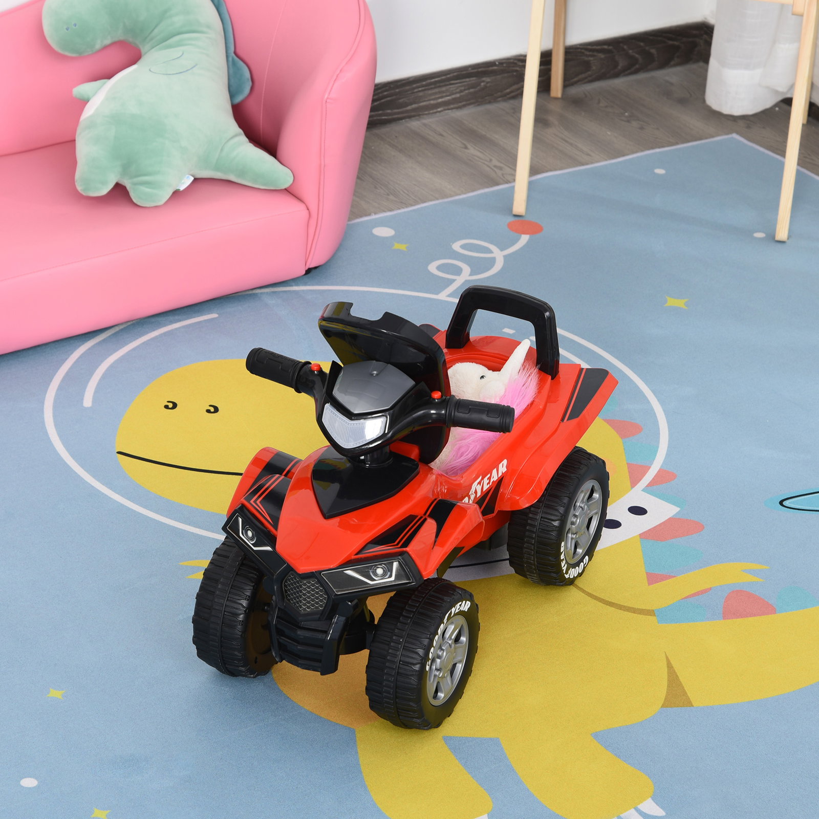 Quadriciclo para crianças acima de 12 meses com sons de luzes 60x38x42 cm vermelho