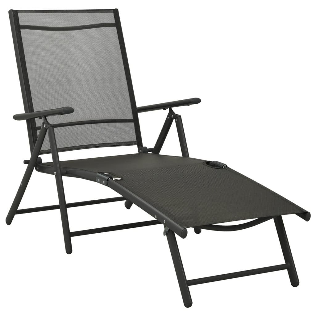 3 Pcs conjunto lounge para jardim textilene e alumínio preto