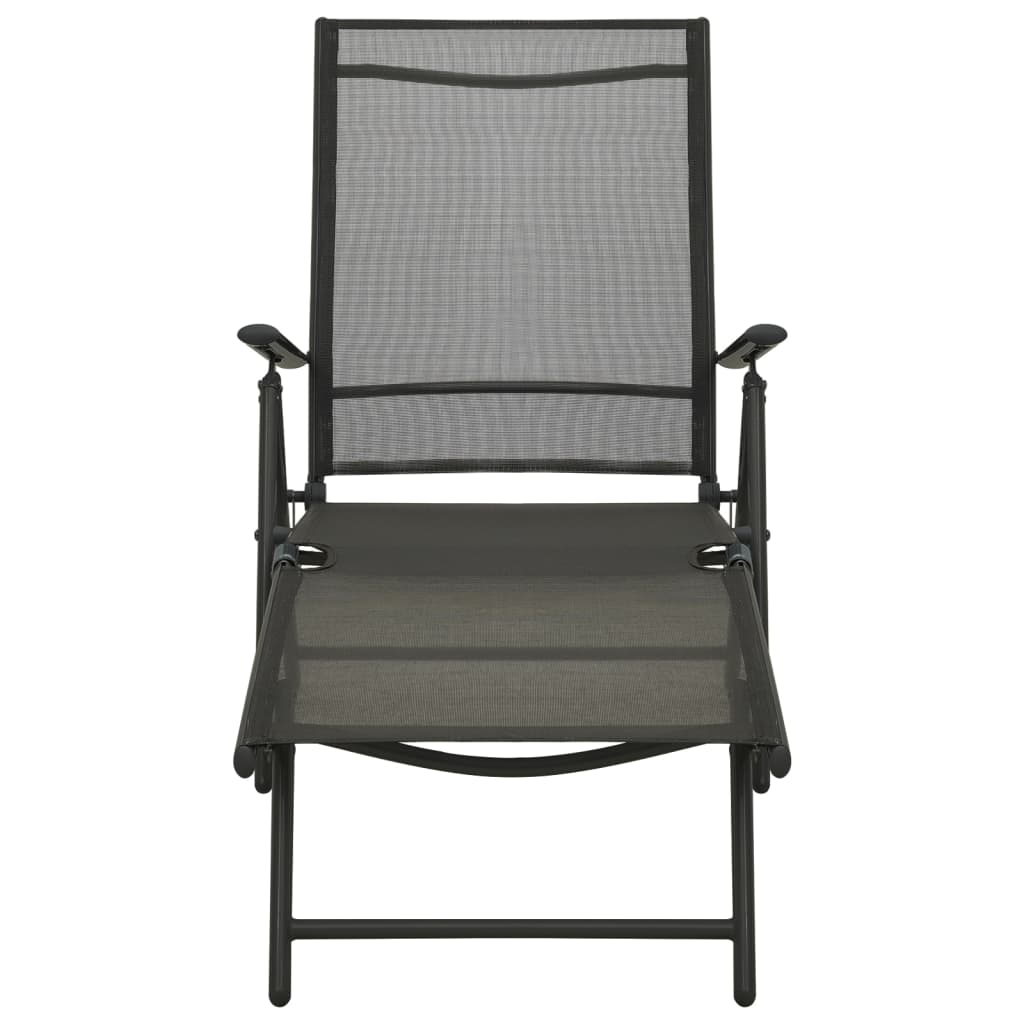 3 Pcs conjunto lounge para jardim textilene e alumínio preto