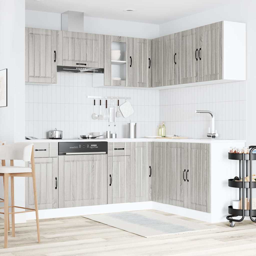 11 Peças armário de cozinha conjunto lucca cinza sonoma