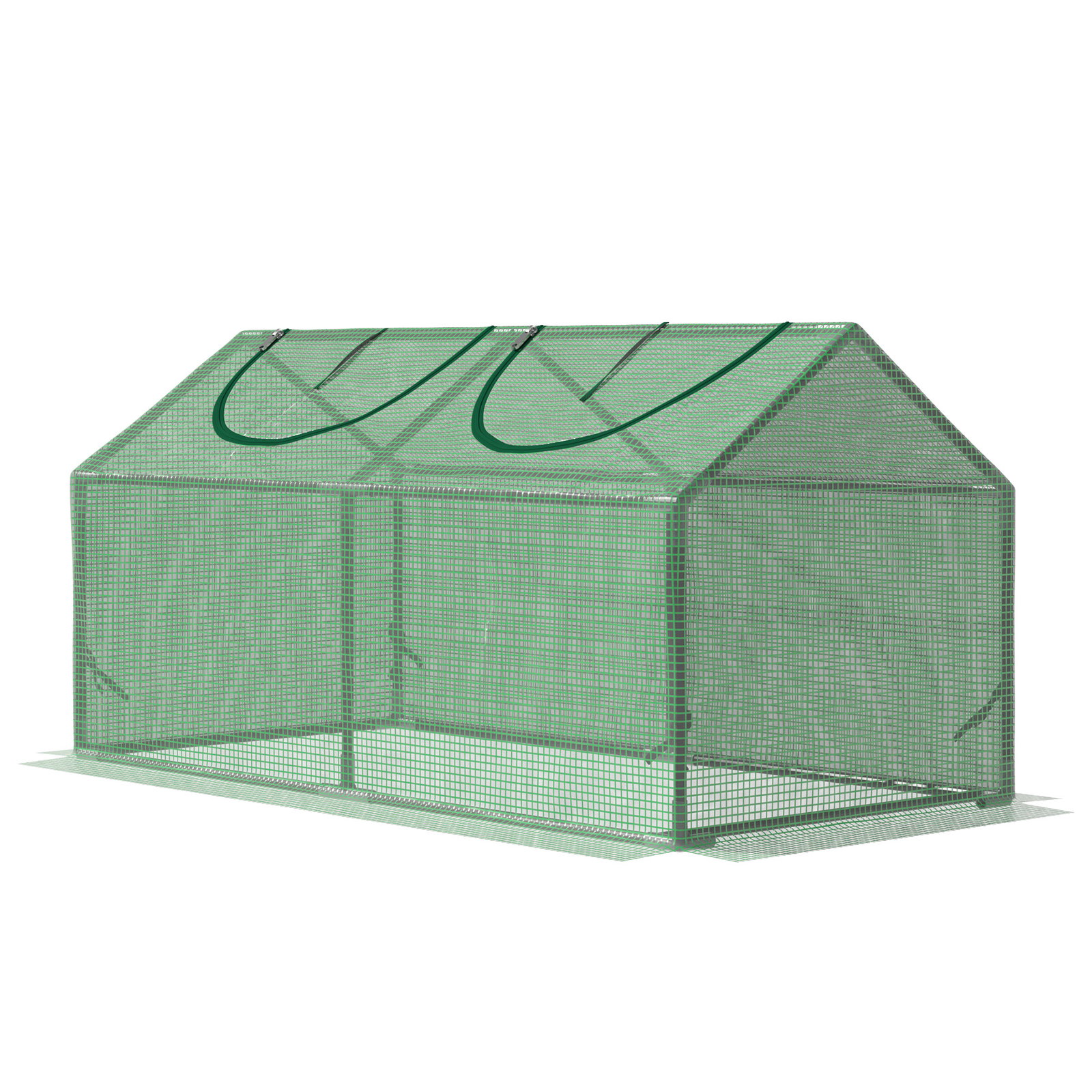 Estufa 119x60x60cm Estufa de Jardim com 2 Janelas Enroláveis para Cultivo de Plantas Verduras Flores Verde Translúcido