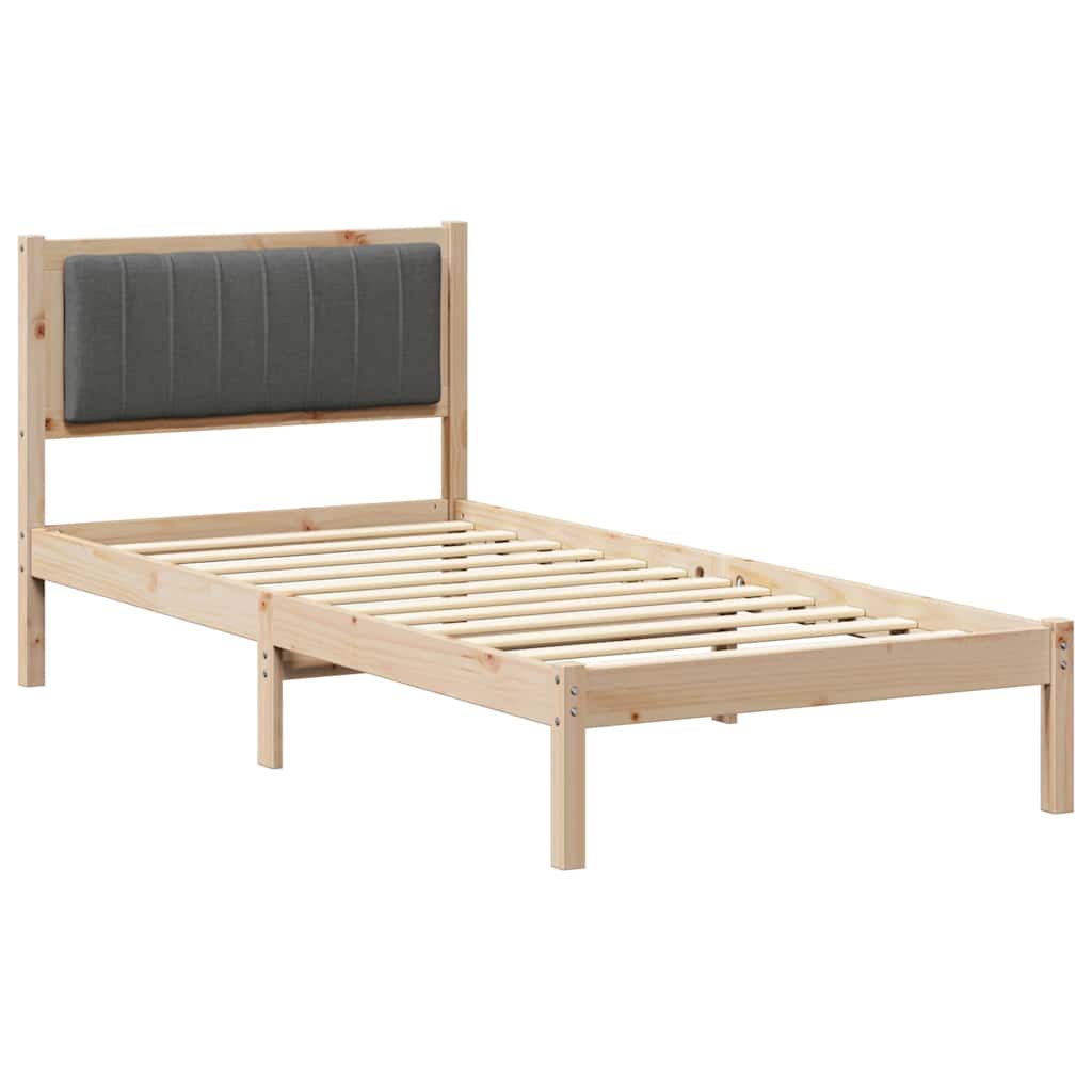 Estrutura de cama com cabeceira estofada cinza escuro
