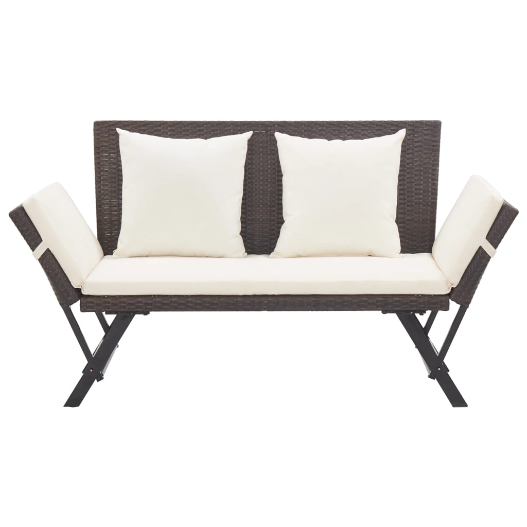 Banco de jardim c/ almofadões 176 cm vime PE castanho