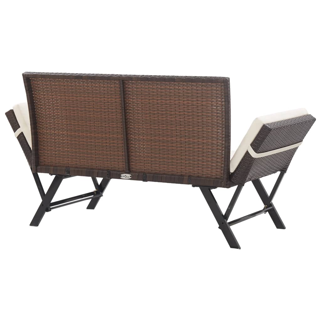 Banco de jardim c/ almofadões 176 cm vime PE castanho